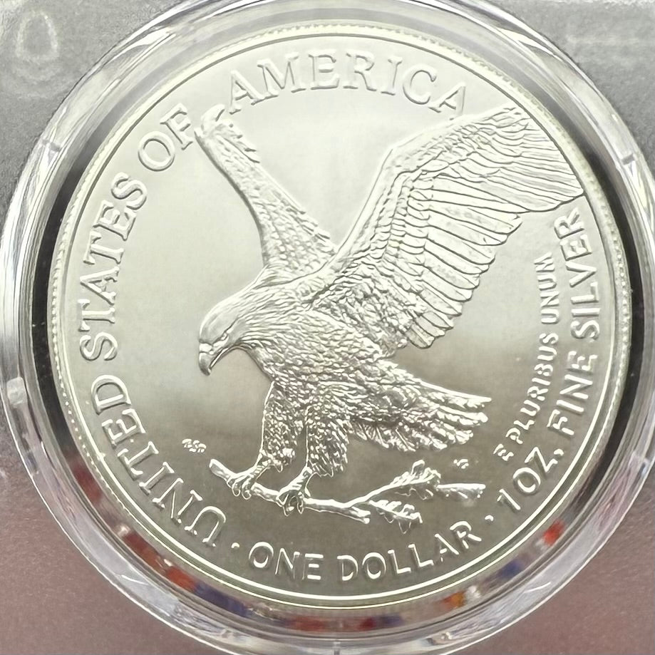 2022 $1 American Silver Eagle PCGS MS70 FDOI Thomas Cleveland Signed American Flag Label Mint (1 of 435)
