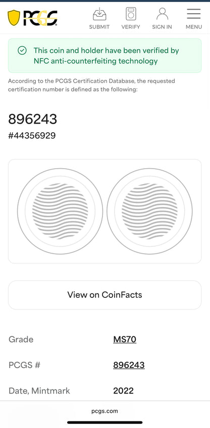 2022 $1 American Silver Eagle PCGS MS70 FDOI Thomas Cleveland Signed American Flag Label Mint (1 of 435)