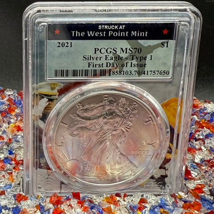2021 $1 American Silver Eagle PCGS MS70 T-1 FDOI Fighter Jet Holder 1 of 65 Rare!