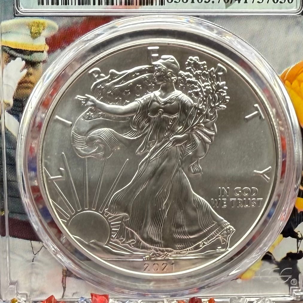 2021 $1 American Silver Eagle PCGS MS70 T-1 FDOI Fighter Jet Holder 1 of 65 Rare!