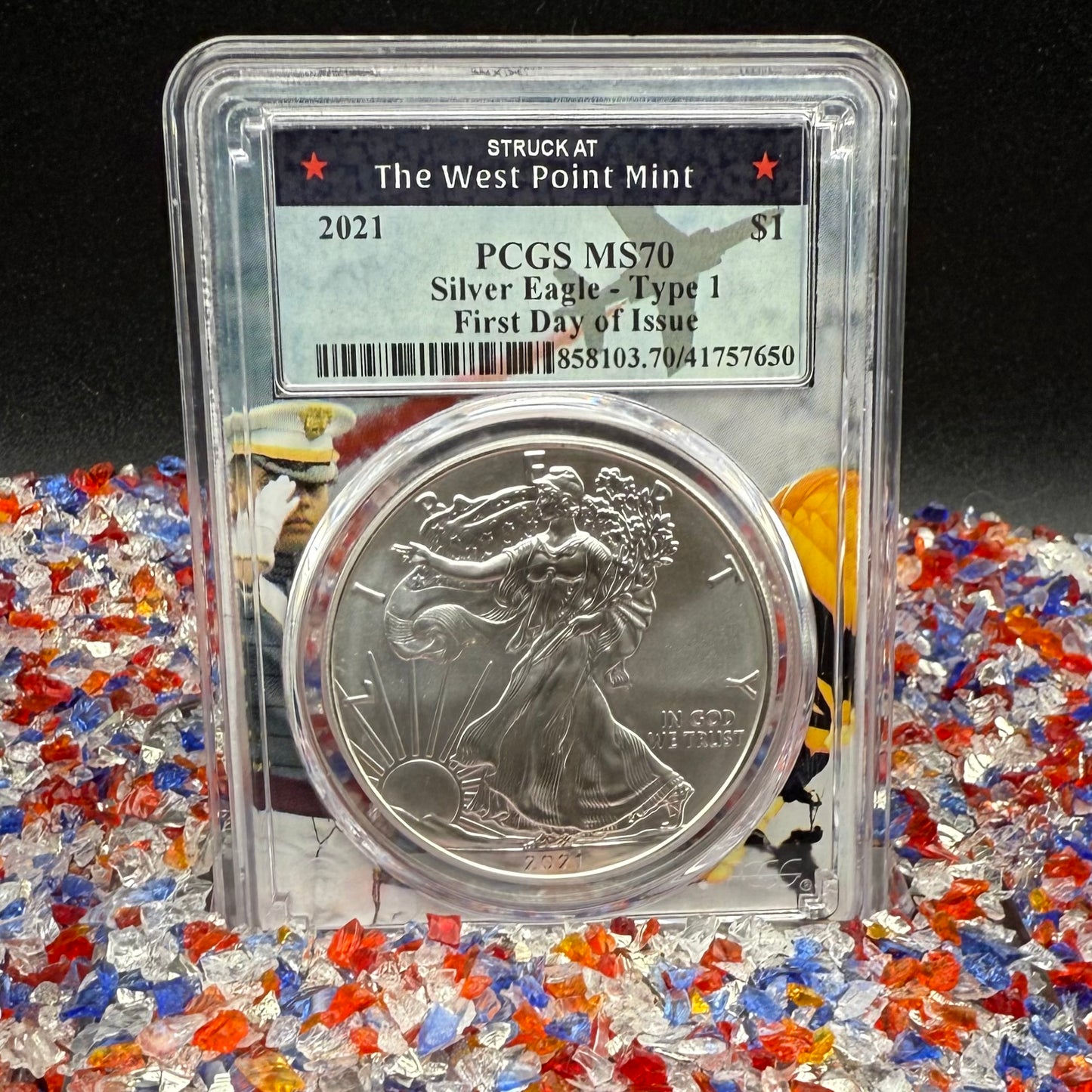 2021 $1 American Silver Eagle PCGS MS70 T-1 FDOI Fighter Jet Holder 1 of 65 Rare!