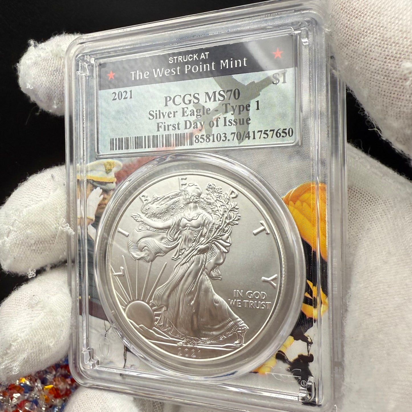 2021 $1 American Silver Eagle PCGS MS70 T-1 FDOI Fighter Jet Holder 1 of 65 Rare!