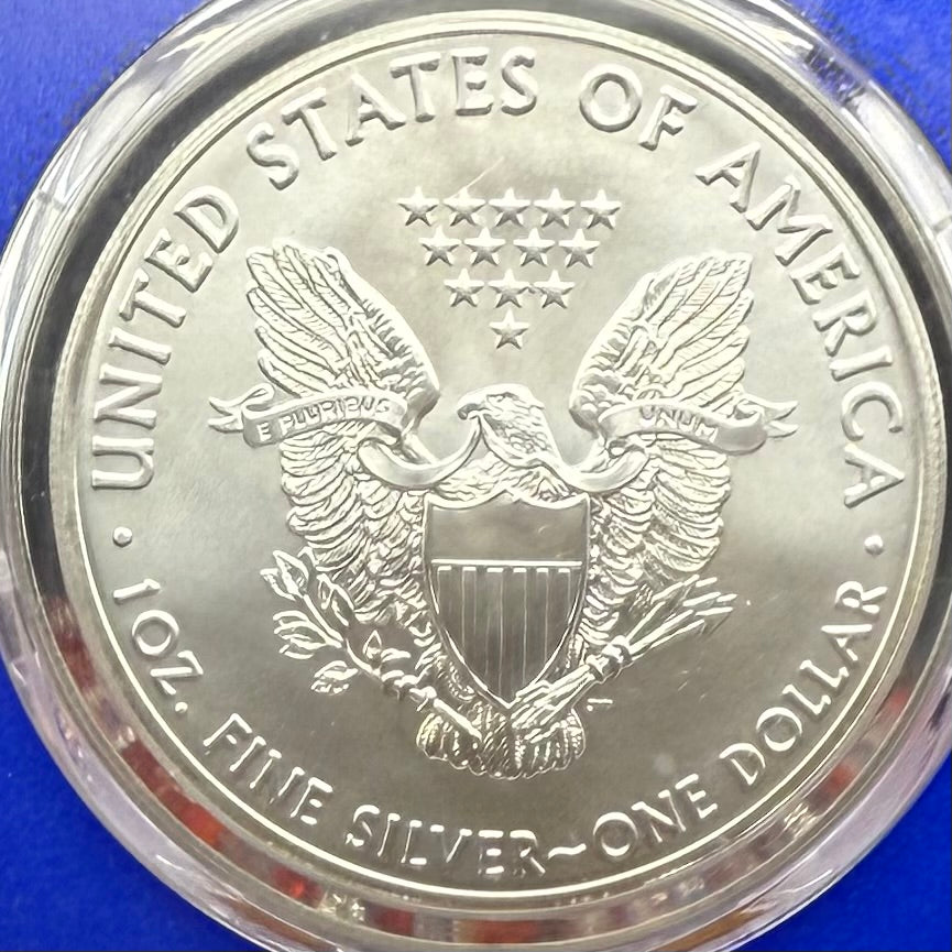 2021 $1 American Silver Eagle PCGS MS70 T-1 First Strike Blue Holder