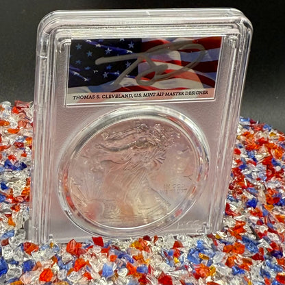2010 $1 American Silver Eagle PCGS MS70 Thomas Cleveland Signed Flag Label Rare 1 of 17 Mint