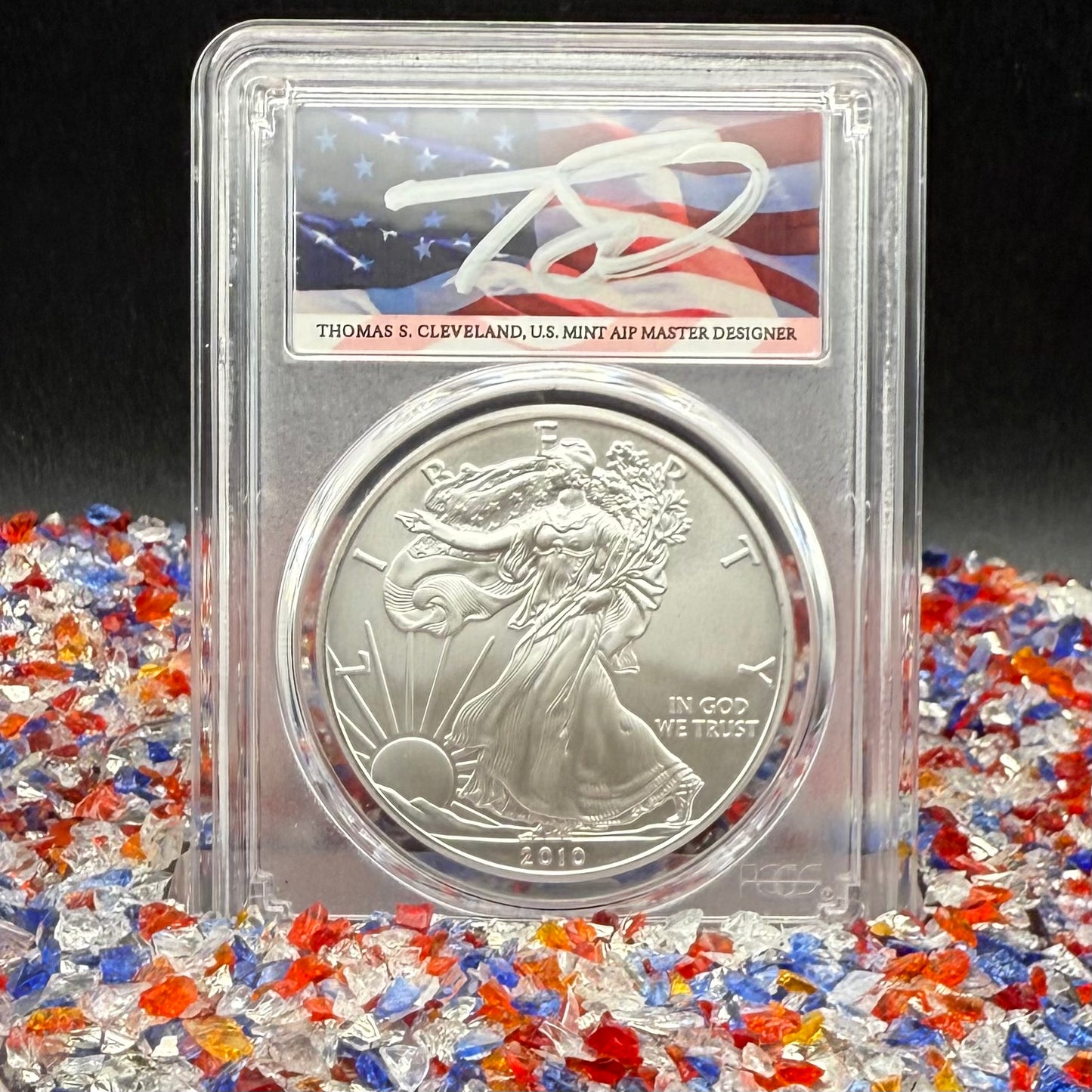 2010 $1 American Silver Eagle PCGS MS70 Thomas Cleveland Signed Flag Label Rare 1 of 17 Mint