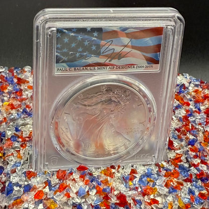2025 $1 American Silver Eagle PCGS MS70 FDOI Balan Signed Rare American Flag 1 of 20 Mint