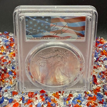 2025 $1 American Silver Eagle PCGS MS70 FDOI Balan Signed Rare American Flag 1 of 20 Mint