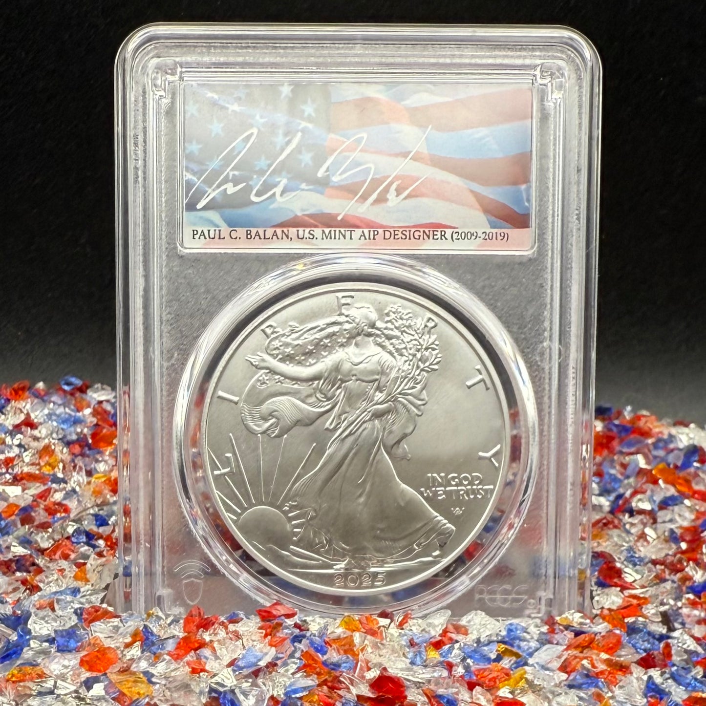 2025 $1 American Silver Eagle PCGS MS70 FDOI Balan Signed Rare American Flag 1 of 20 Mint