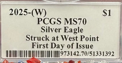 2025 $1 American Silver Eagle PCGS MS70 FDOI Balan Signed Rare American Flag 1 of 20 Mint