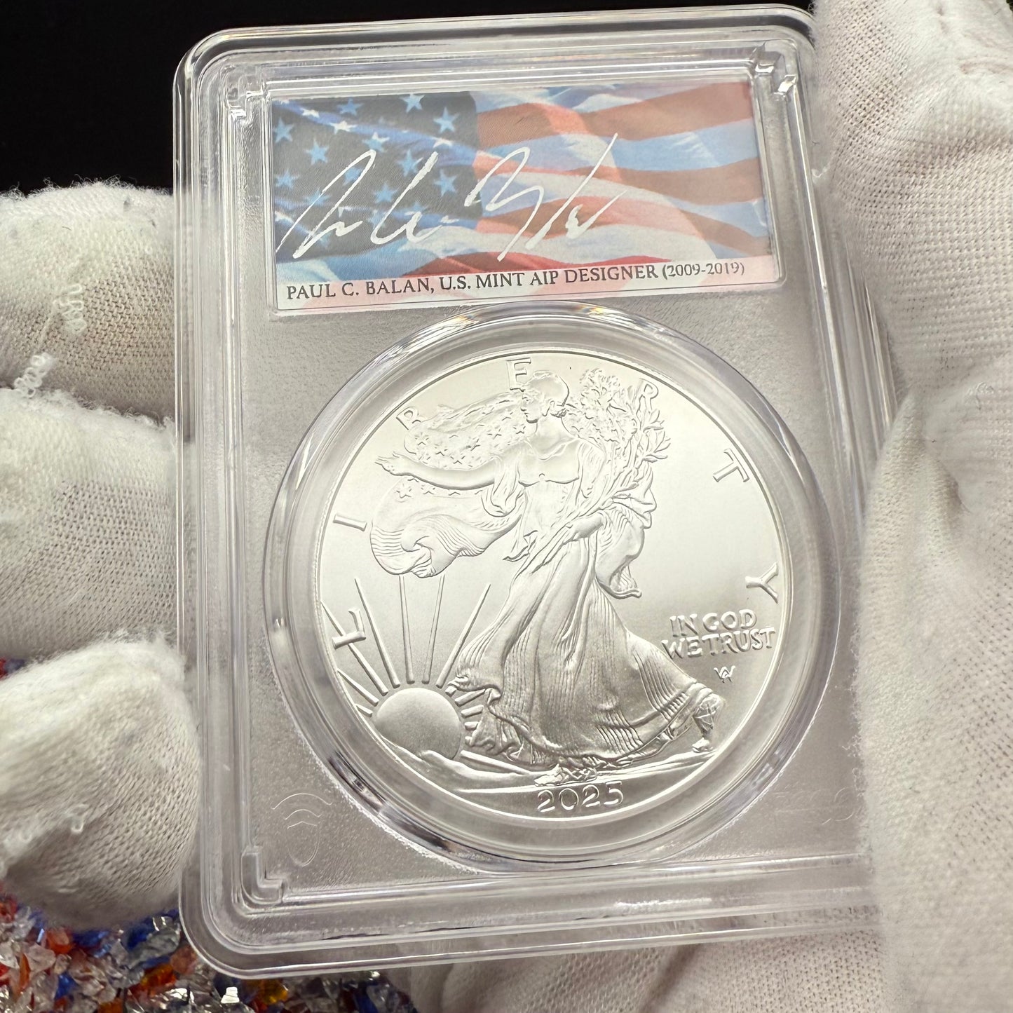 2025 $1 American Silver Eagle PCGS MS70 FDOI Balan Signed Rare American Flag 1 of 20 Mint