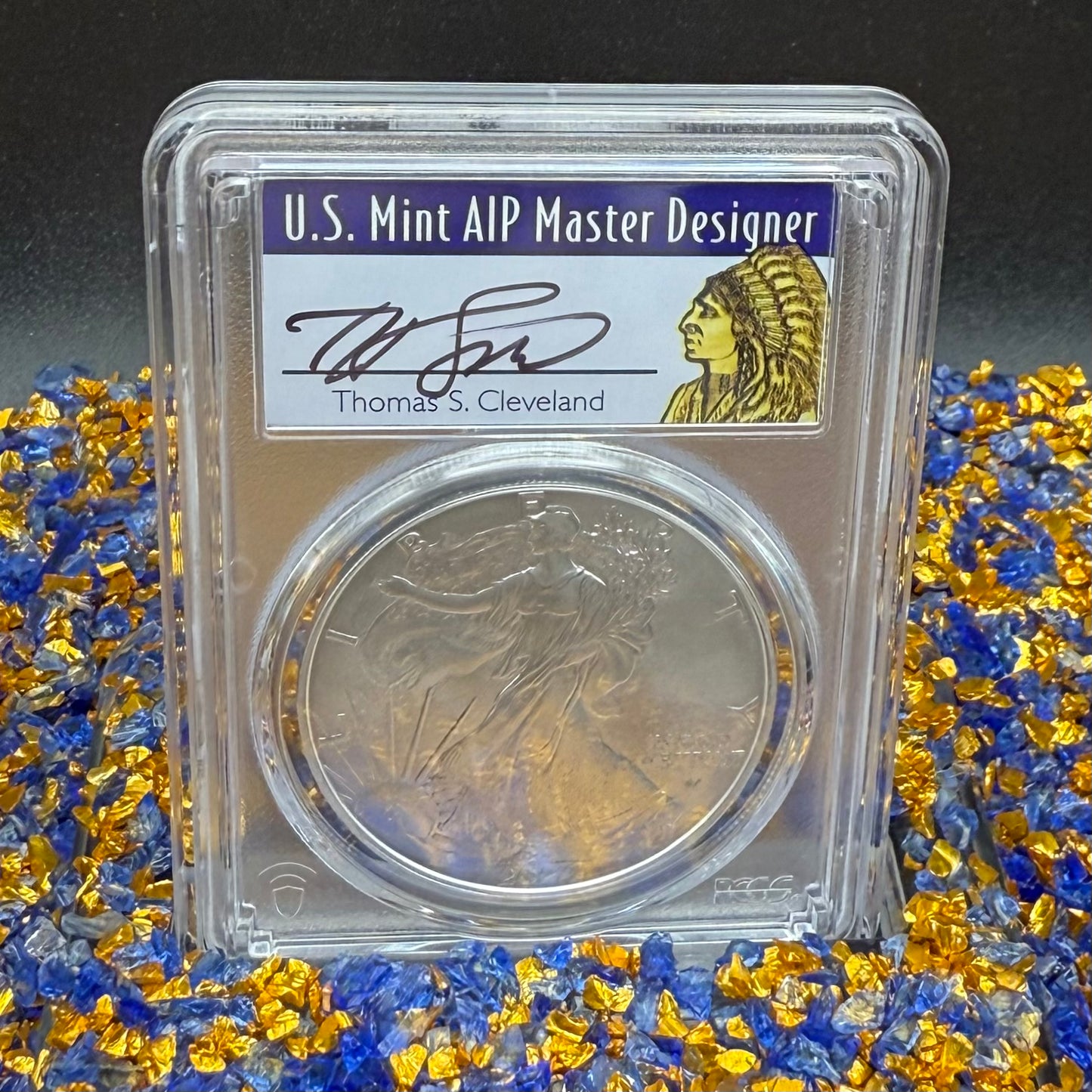 2024 $1 American Silver Eagle PCGS MS70 FDOI Native Label Thomas Cleveland Signed Mint (1 of 10)