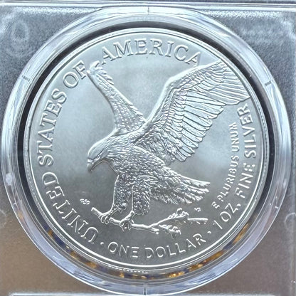 2024 $1 American Silver Eagle PCGS MS70 FDOI Native Label Thomas Cleveland Signed Mint (1 of 10)