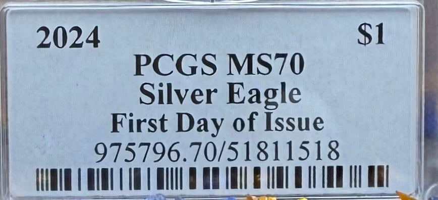 2024 $1 American Silver Eagle PCGS MS70 FDOI Native Label Thomas Cleveland Signed Mint (1 of 10)