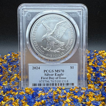 2024 $1 American Silver Eagle PCGS MS70 FDOI Native Label Thomas Cleveland Signed Mint (1 of 10)