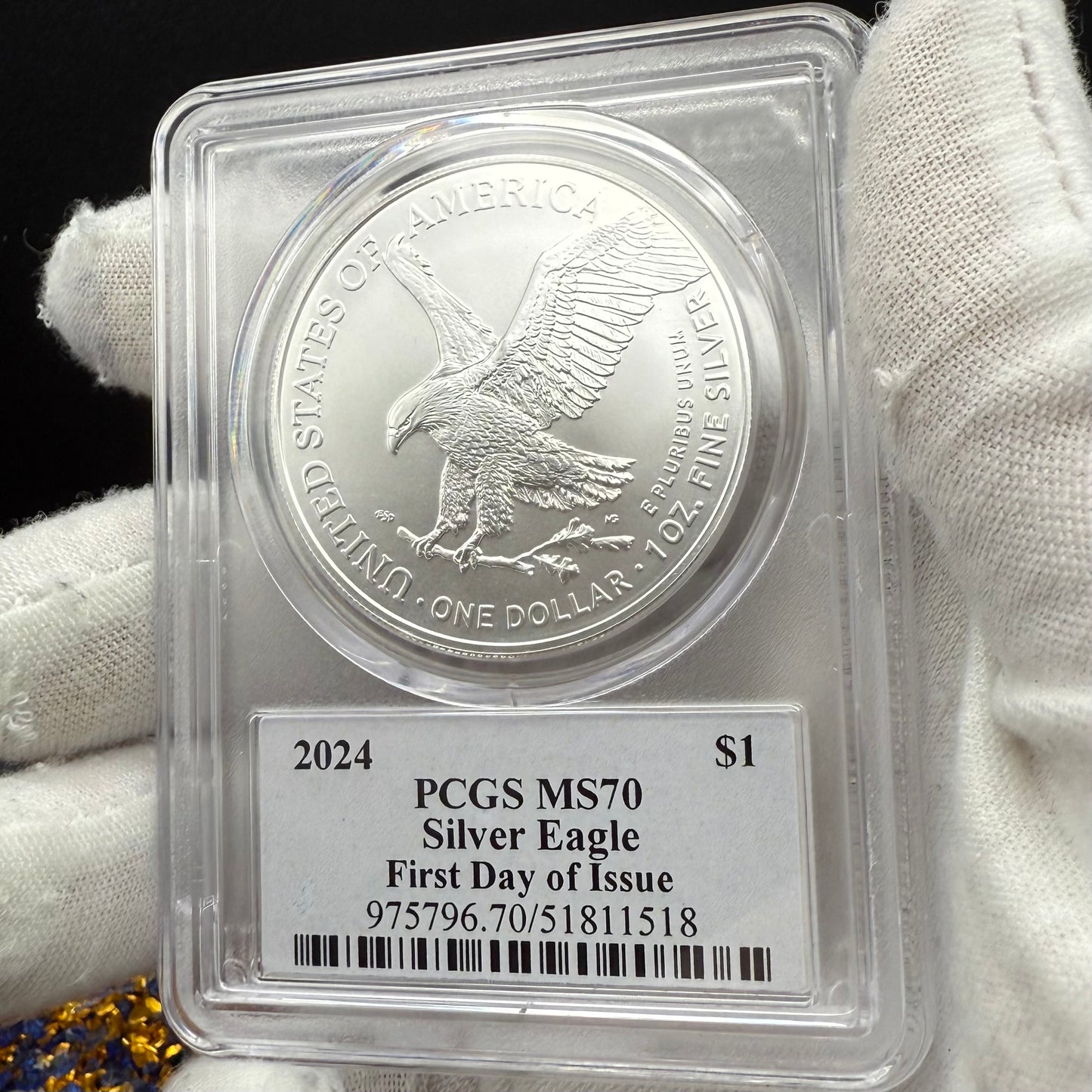 2024 $1 American Silver Eagle PCGS MS70 FDOI Native Label Thomas Cleveland Signed Mint (1 of 10)