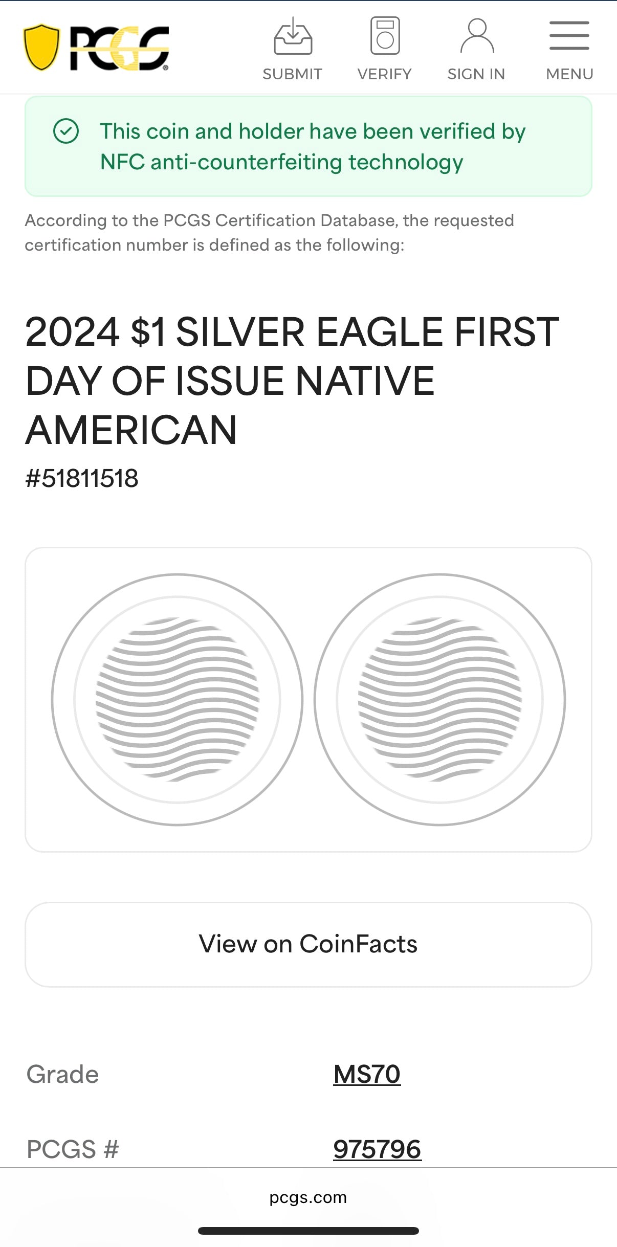 2024 $1 American Silver Eagle PCGS MS70 FDOI Native Label Thomas Cleveland Signed Mint (1 of 10)