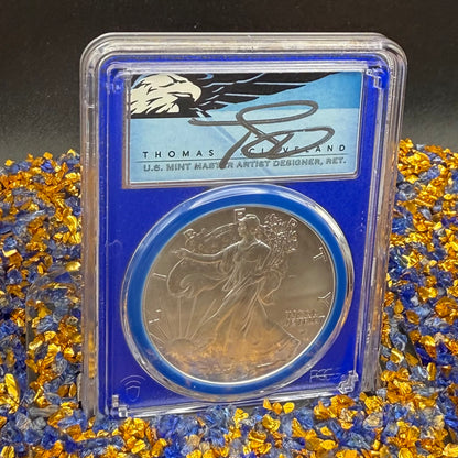 2022 $1 American Silver Eagle PCGS MS70 FDOI Thomas Cleveland Signed Blue Gasket and Blue Holder Mint (1 of 420)