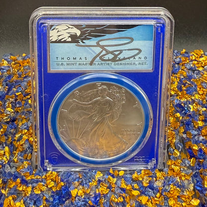 2022 $1 American Silver Eagle PCGS MS70 FDOI Thomas Cleveland Signed Blue Gasket and Blue Holder Mint (1 of 420)