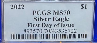 2022 $1 American Silver Eagle PCGS MS70 FDOI Thomas Cleveland Signed Blue Gasket and Blue Holder Mint (1 of 420)