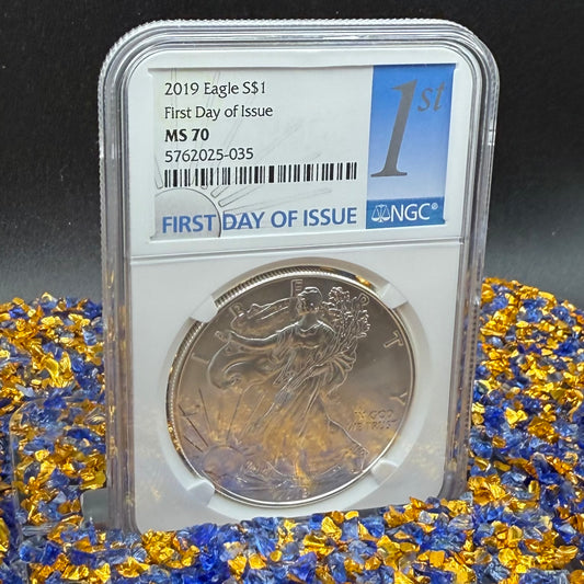 2019 $1 American Silver Eagle NGC MS70 FDOI Mint Condition
