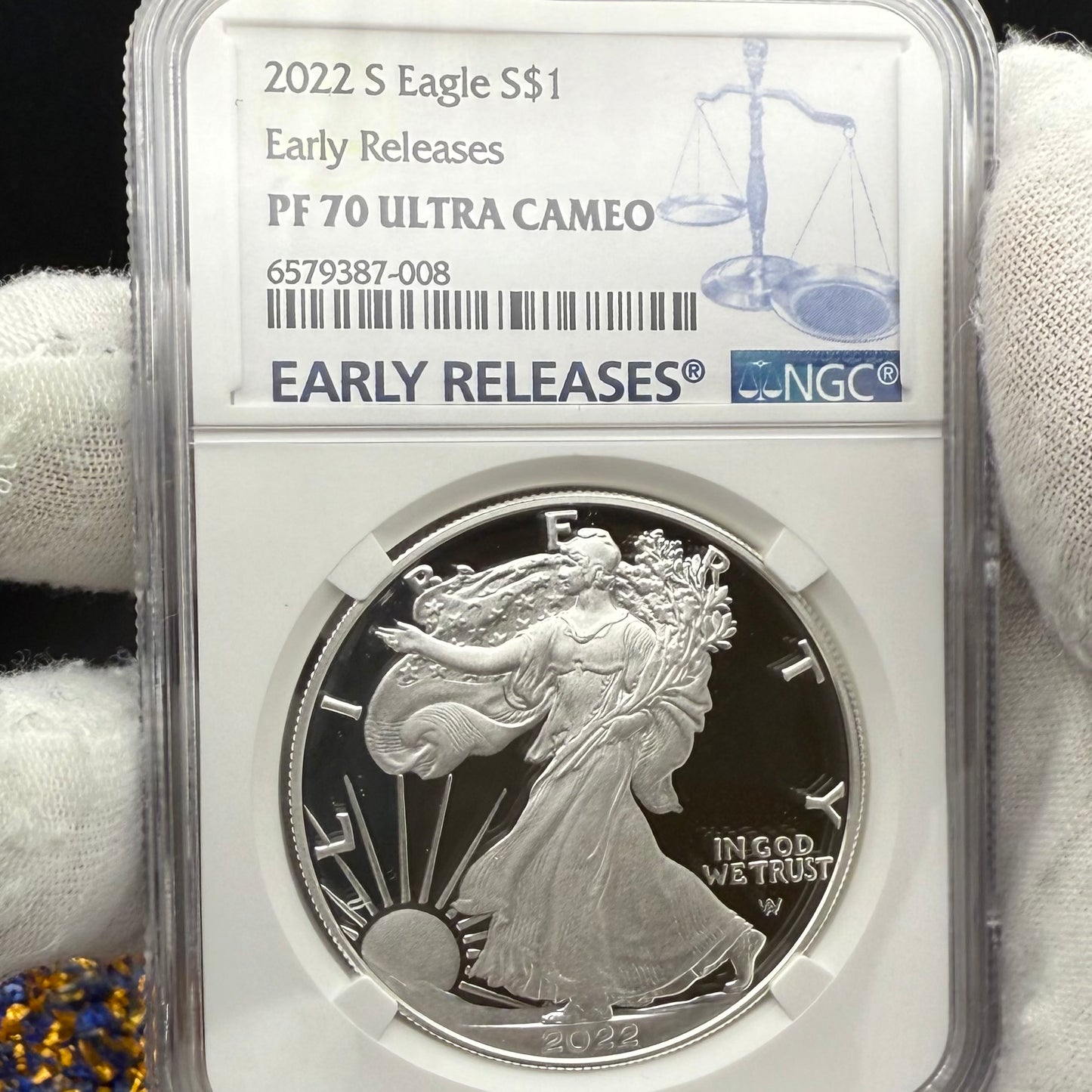 Proof 2022 (S) $1 American Silver Eagle NGC PF70UC Early Releases Modern Blue Label White Holder (1 of 1,869) Mint!