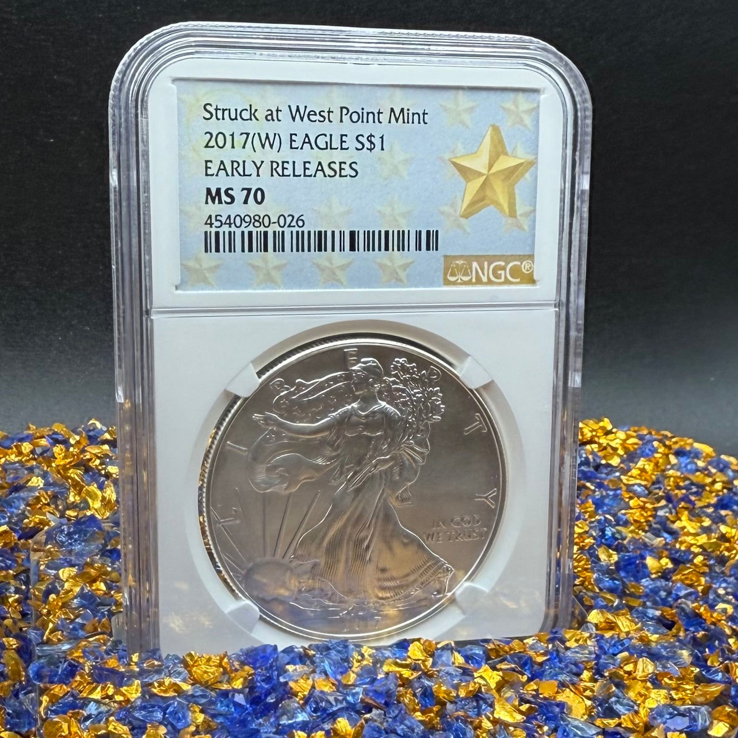 2017 W $1 American Silver Eagle NGC MS70 Early Releases West Point Gold Star Label Mint!