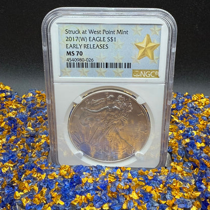 2017 W $1 American Silver Eagle NGC MS70 Early Releases West Point Gold Star Label Mint!