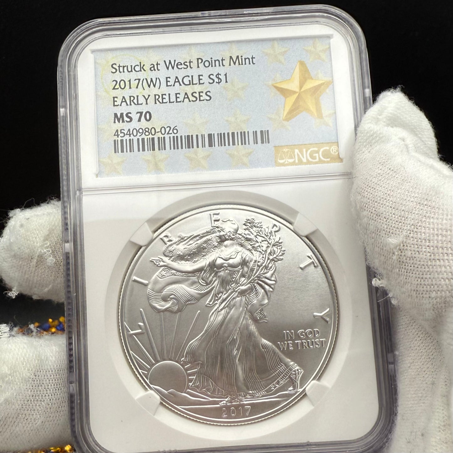 2017 W $1 American Silver Eagle NGC MS70 Early Releases West Point Gold Star Label Mint!