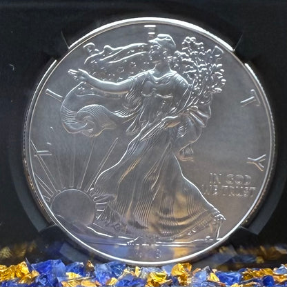 Burnished 2018 (W) $1 American Silver Eagle NGC MS70 First Releases Black Core with West Point Gold Star Mint Condition (1 of 658)