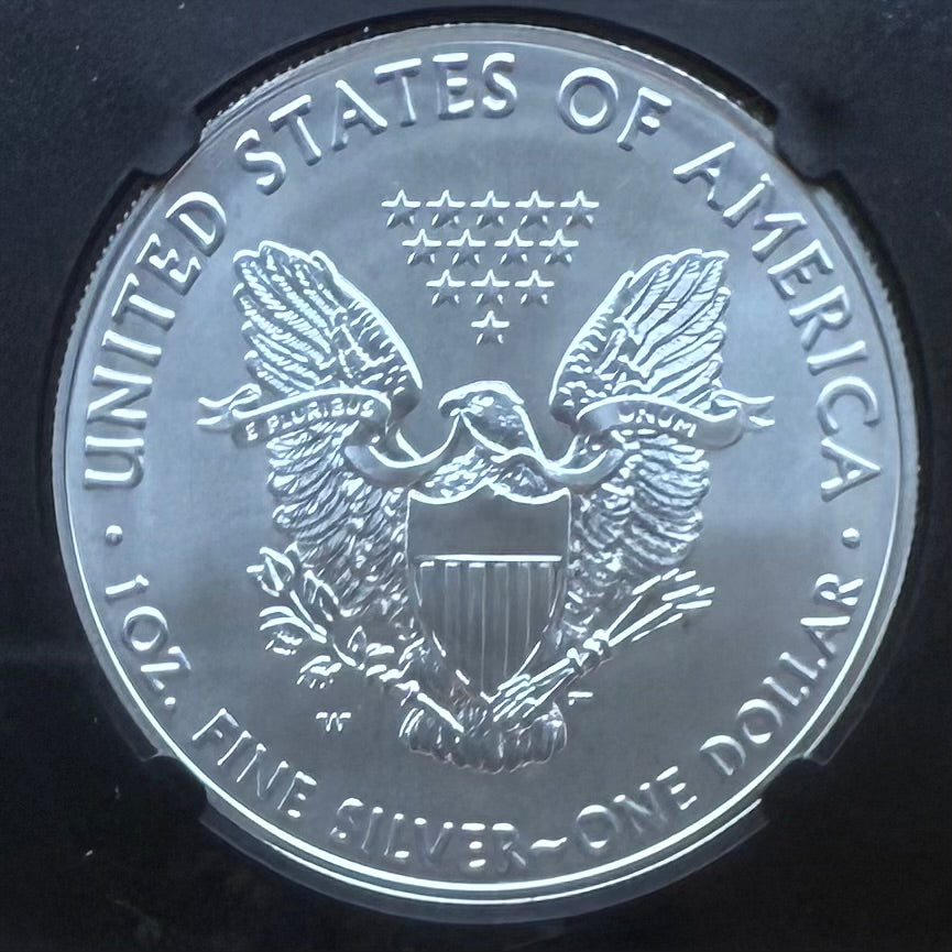 Burnished 2018 (W) $1 American Silver Eagle NGC MS70 First Releases Black Core with West Point Gold Star Mint Condition (1 of 658)