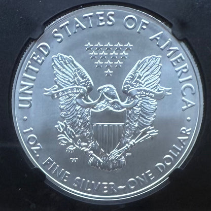 Burnished 2018 (W) $1 American Silver Eagle NGC MS70 First Releases Black Core with West Point Gold Star Mint Condition (1 of 658)