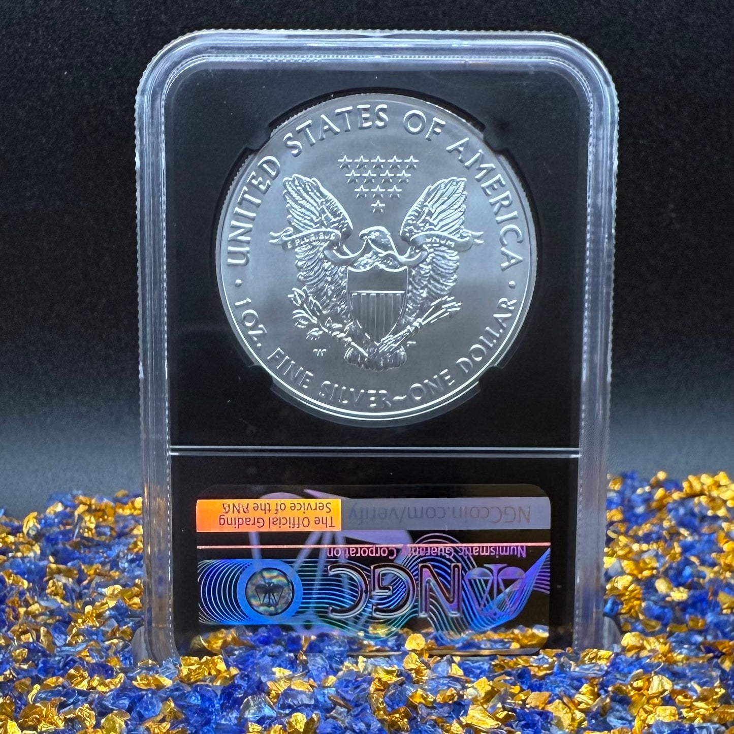Burnished 2018 (W) $1 American Silver Eagle NGC MS70 First Releases Black Core with West Point Gold Star Mint Condition (1 of 658)