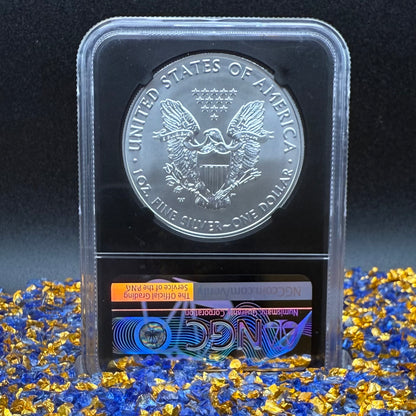 Burnished 2018 (W) $1 American Silver Eagle NGC MS70 First Releases Black Core with West Point Gold Star Mint Condition (1 of 658)