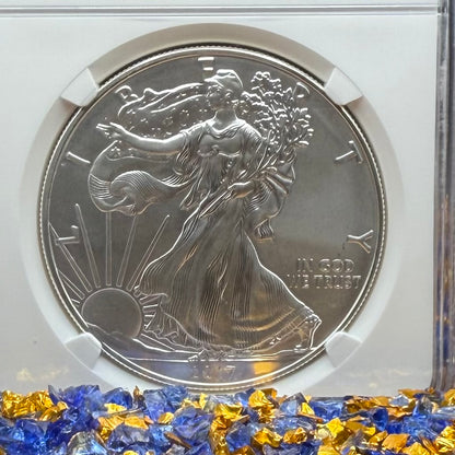 Burnished 2017 (W) $1 American Silver Eagle NGC MS70 Early Releases Classic Blue Label Mint Condition