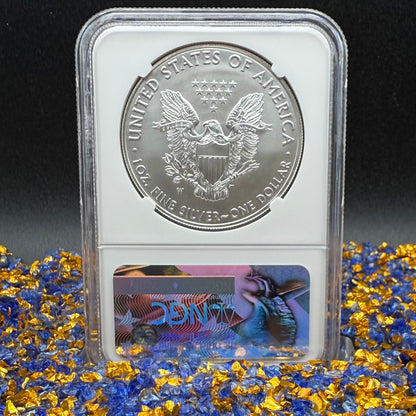 Burnished 2017 (W) $1 American Silver Eagle NGC MS70 Early Releases Classic Blue Label Mint Condition