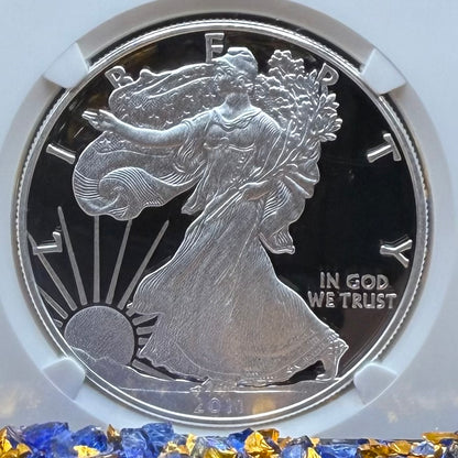 Proof 2011 (W) $1 American Silver Eagle NGC PF70UC Early Releases Class Blue Label White Holder (1 of 14,931)