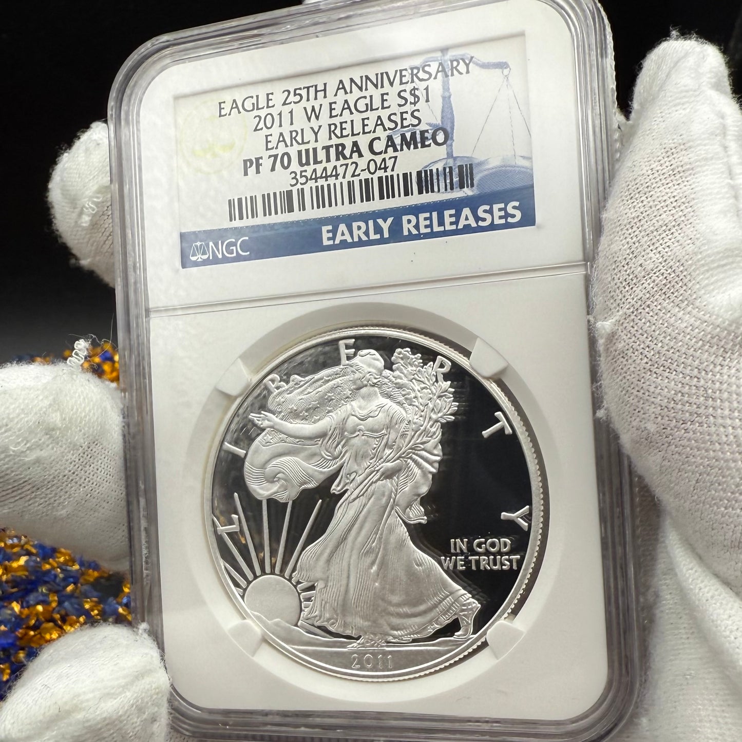 Proof 2011 (W) $1 American Silver Eagle NGC PF70UC Early Releases Class Blue Label White Holder (1 of 14,931)