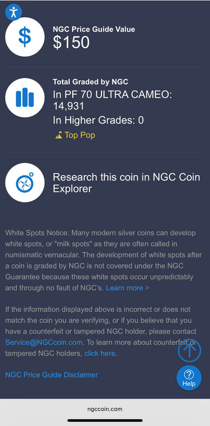 Proof 2011 (W) $1 American Silver Eagle NGC PF70UC Early Releases Class Blue Label White Holder (1 of 14,931)