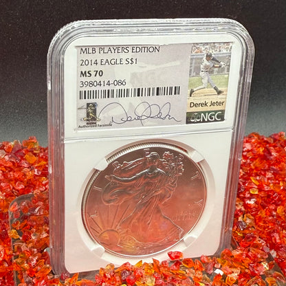 2014 W $1 American Silver Eagle NGC MS70 Derek Jeter Signed Rare!!
