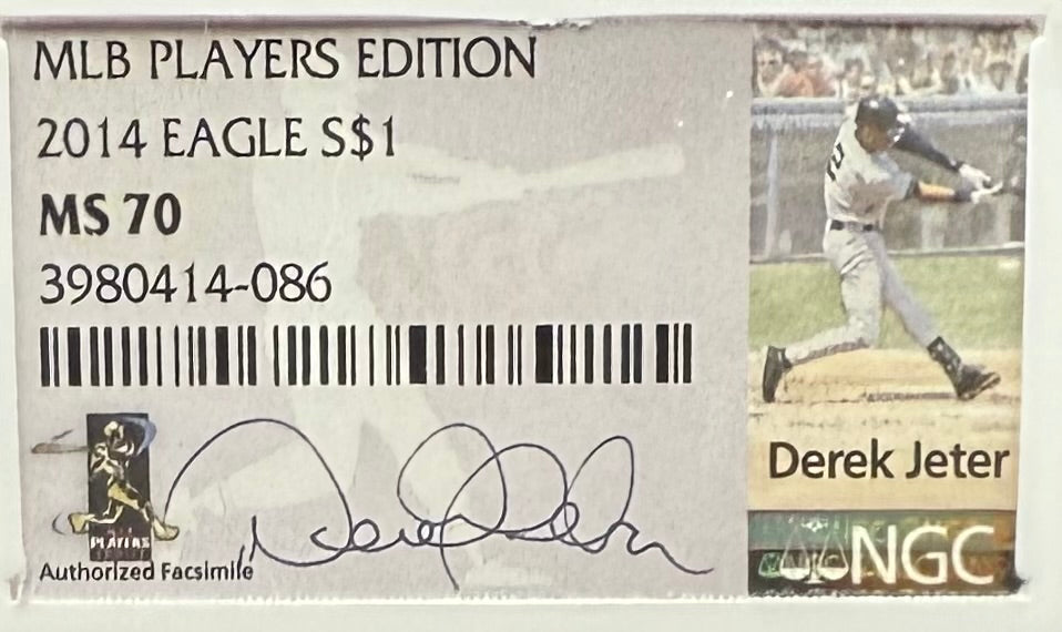 2014 W $1 American Silver Eagle NGC MS70 Derek Jeter Signed Rare!!