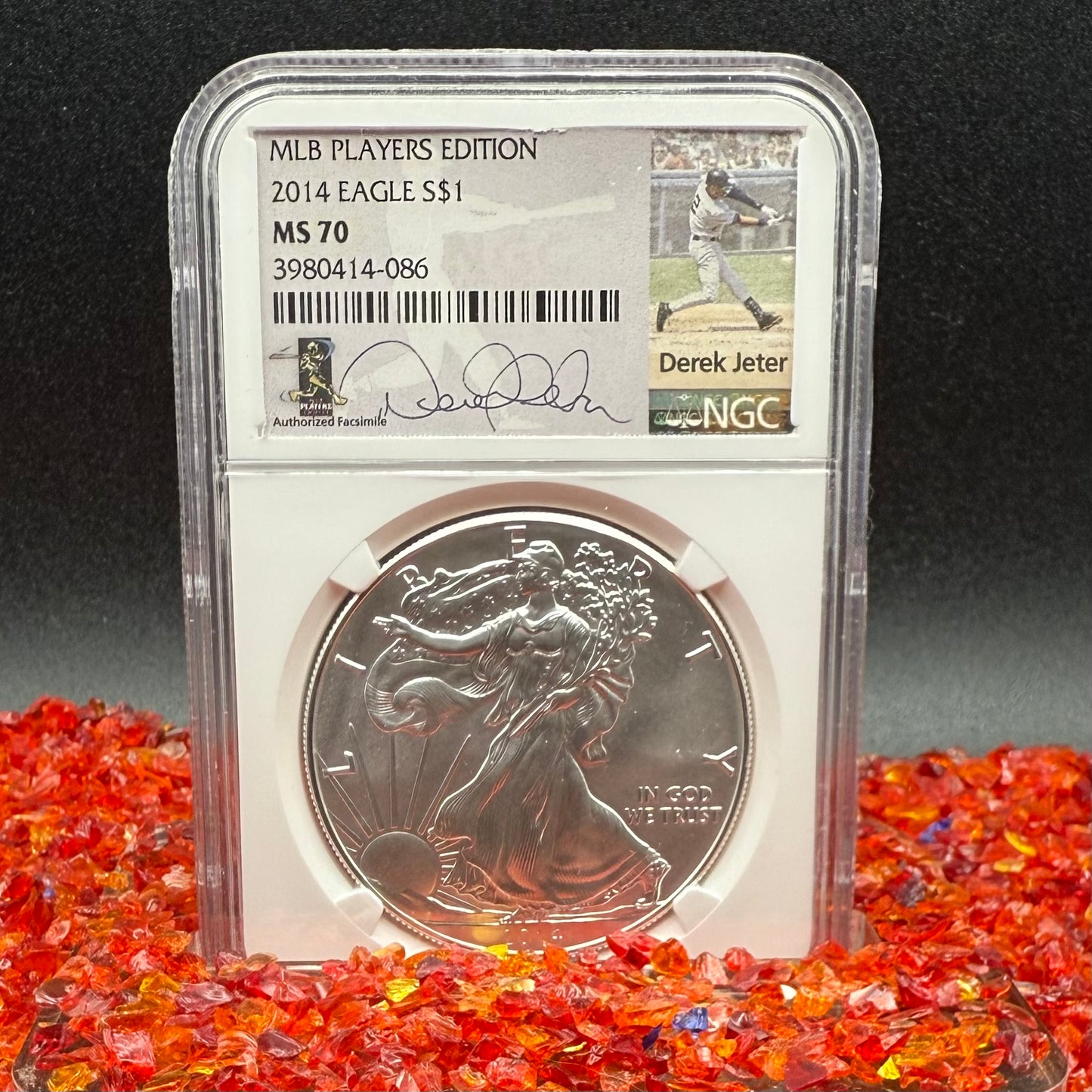 2014 W $1 American Silver Eagle NGC MS70 Derek Jeter Signed Rare!!