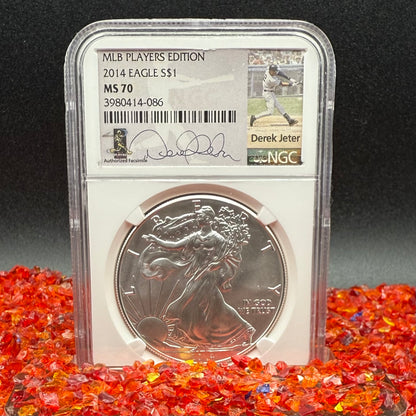 2014 W $1 American Silver Eagle NGC MS70 Derek Jeter Signed Rare!!