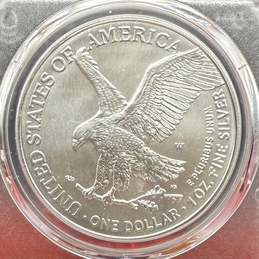 Burnished 2022 (W) $1 American Silver Eagle PCGS SP70 FDOI American Flag Label Rare 1 of 2,030 Mint!