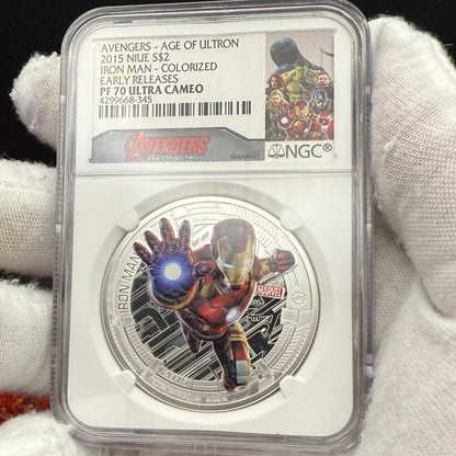 2015 Niue Silver Dollar $2 NGC Early Releases PF70UC Age of Ultron - Iron Man (1 of 220) Mint