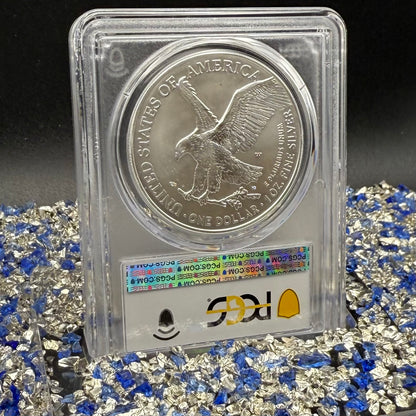 Burnished 2023 (W) $1 American Silver Eagle PCGS SP70 Blue West Point Label - 1 of 2224 Mint!
