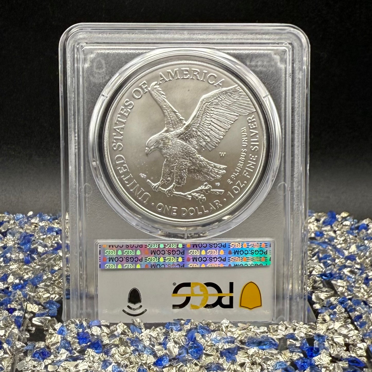 Burnished 2023 (W) $1 American Silver Eagle PCGS SP70 Blue West Point Label - 1 of 2224 Mint!