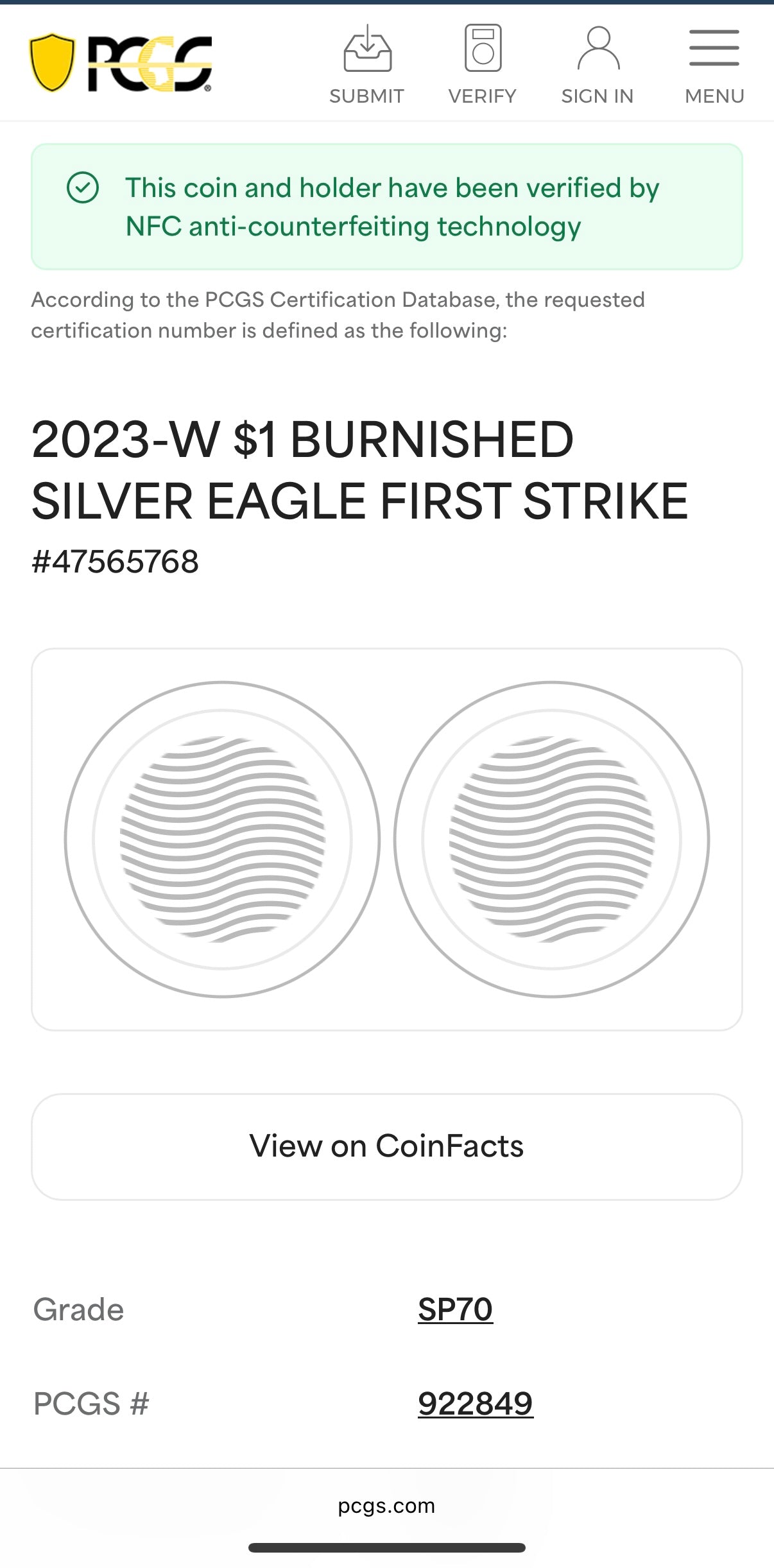 Burnished 2023 (W) $1 American Silver Eagle PCGS SP70 Blue West Point Label - 1 of 2224 Mint!