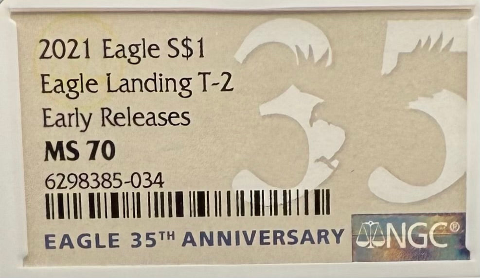 2021 $1 American Silver Eagle NGC MS70 T-2 Early Releases 35th Anniversary Mint Condition