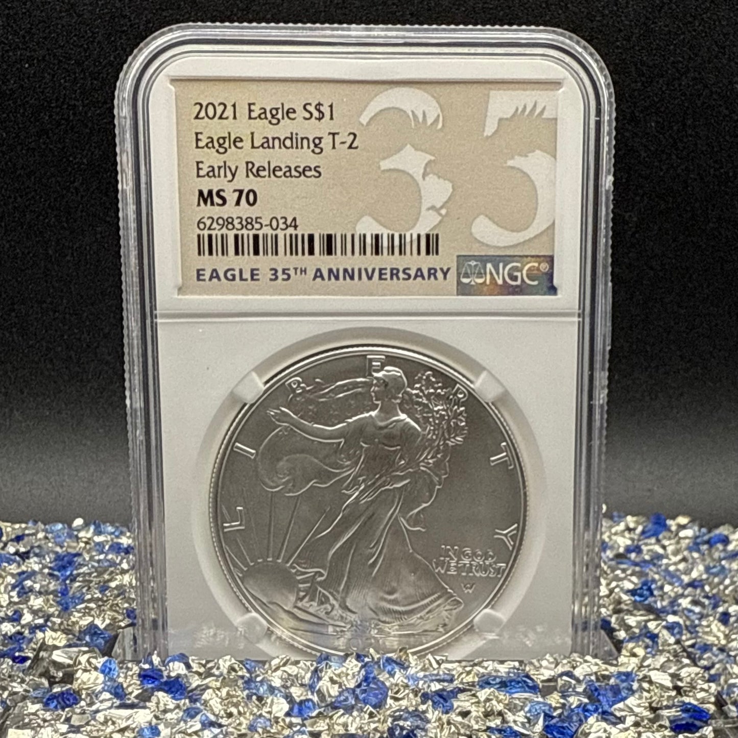 2021 $1 American Silver Eagle NGC MS70 T-2 Early Releases 35th Anniversary Mint Condition