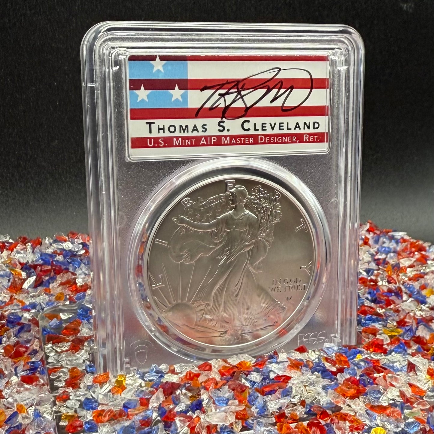 2025 $1 American Silver Eagle PCGS MS70 FDOI Thomas Cleveland Signed Rare Flag Label 1 of 100 Mint